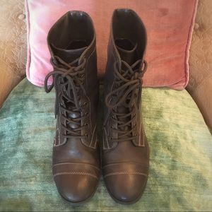 brash brown combat boots
